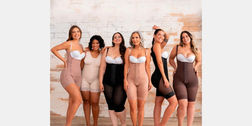 Mujeres con distintos tipos y coberturas de fajas colombianas