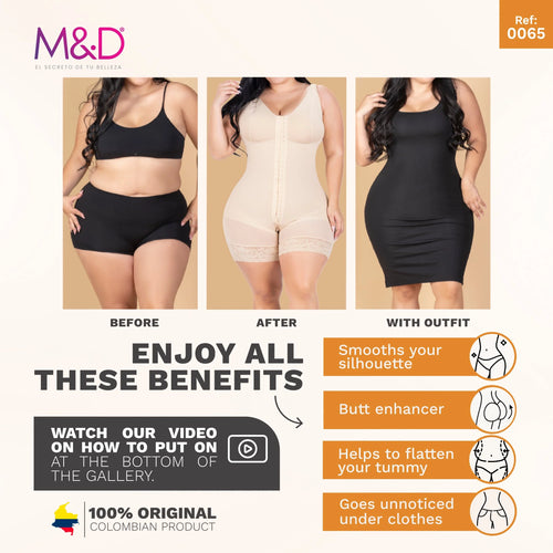 MYD 0065 | Mid Thigh Bodysuit Shaper for Women • Powernet