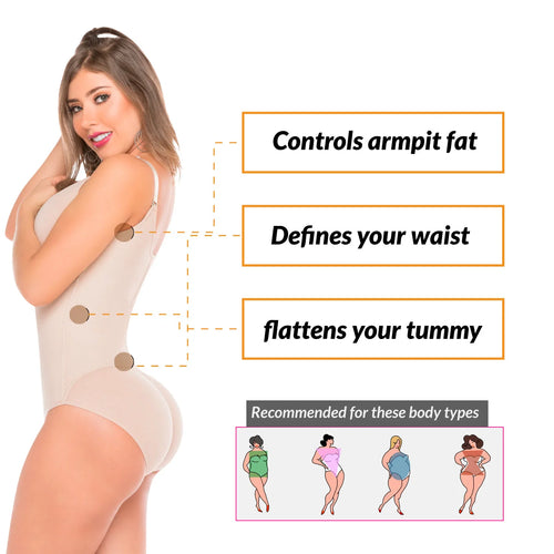 Fajas Salome 0420 | Hiphugger Body Shaper with Bra •  Butt Lifter Tummy Control Shapewear for Women • Powernet