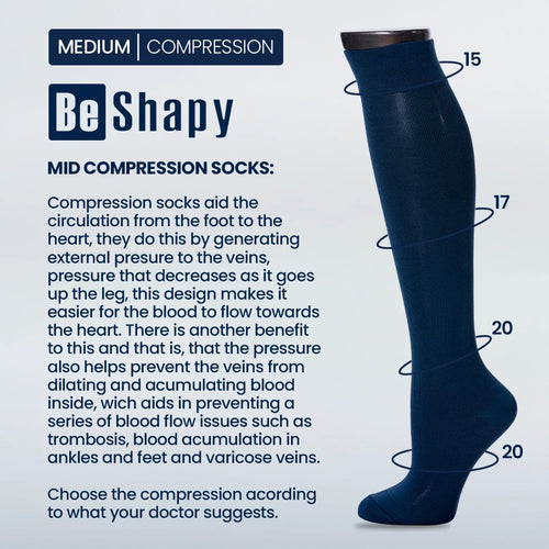 Be Shapy D5CM0220M | 2 Pack Knee High Leg Compression Socks Medias Largas Unisex