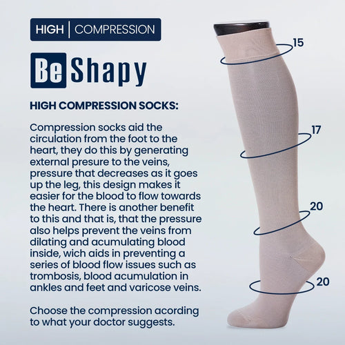 Be Shapy D5CM0220M | 2 Pack Knee High Leg Compression Socks Medias Largas Unisex