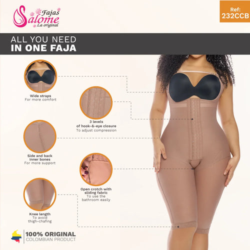 Fajas Salome 232-CCB | Full Body Shaper Faja w/ Inner Butt Lifter and Waist Shaper