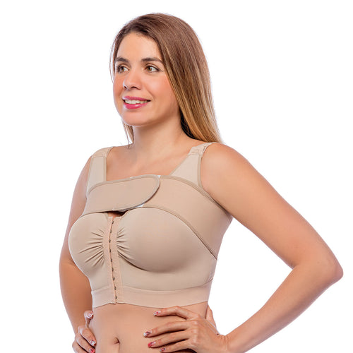 Salome 308 | Banda Postquirúrgica Mamoplastia. Compresión de Busto. Soporte para Aumento, Reducción & Mastopexia • Powernet + Algodón