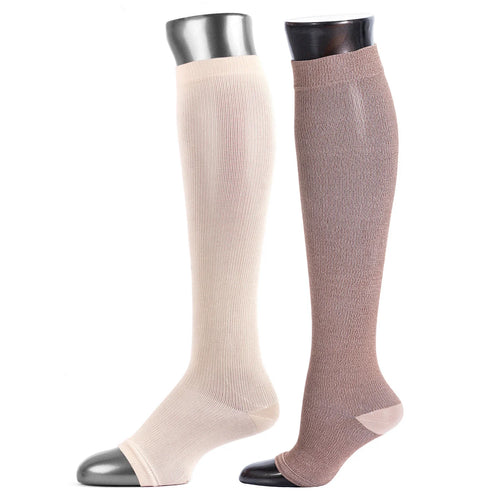 Be Shapy BSH-D4CDL310M | 2 Pack Compression Socks Open Toes Knee High Support Stockings Medias de Compresión con Abertura en Dedos