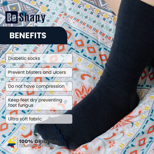 Be Shapy T2CPDE01B | 3 Pack Diabetic Socks Low Cut Lenght Medias para Diabeticos