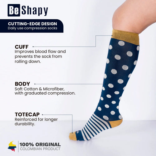 Be Shapy BSH-D4CDL310M | 2 Pack Compression Socks Open Toes Knee High Support Stockings Medias de Compresión con Abertura en Dedos