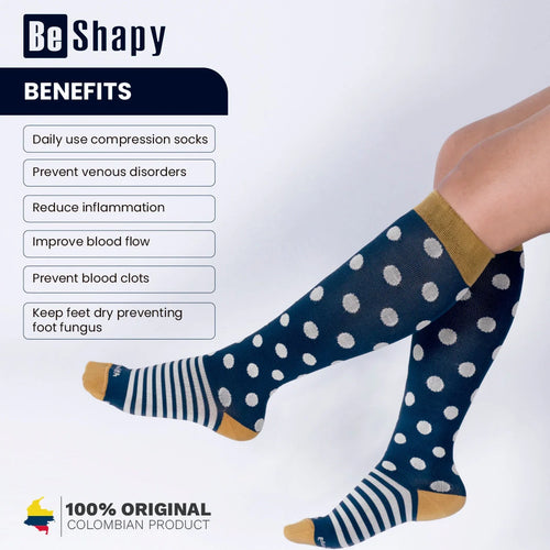 Be Shapy BSH-D4CDL310M | 2 Pack Compression Socks Open Toes Knee High Support Stockings Medias de Compresión con Abertura en Dedos