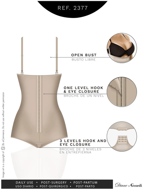 Diane & Geordi 002377 | Women's Strapless Bodysuit Shapewear • Tummy Control Body Shaper • Microlatex