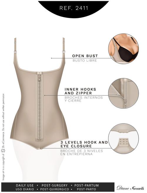 Diane & Geordi 2411 | Women's Tummy Control Butt Lifting Bodysuit • Postpartum Colombian Girdle • Powernet