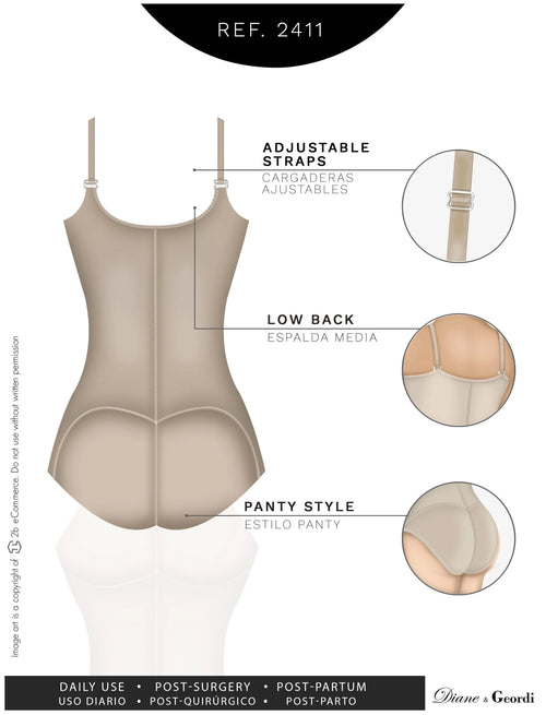 Diane & Geordi 2411 | Women's Tummy Control Butt Lifting Bodysuit • Postpartum Colombian Girdle • Powernet