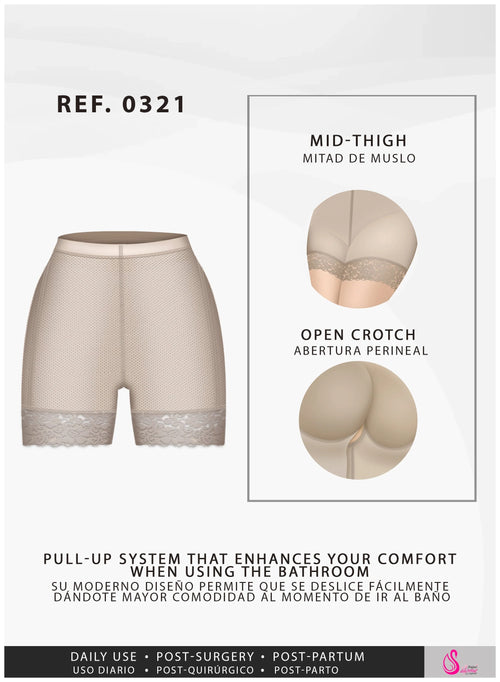 Fajas Salome 0321 | High Waist Compression Slimmer Butt Lifter Shapewear Shorts • Powernet