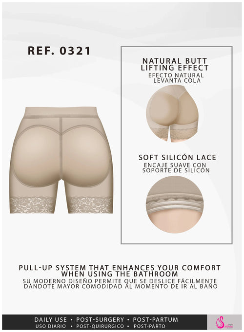 Fajas Salome 0321 | High Waist Compression Slimmer Butt Lifter Shapewear Shorts • Powernet