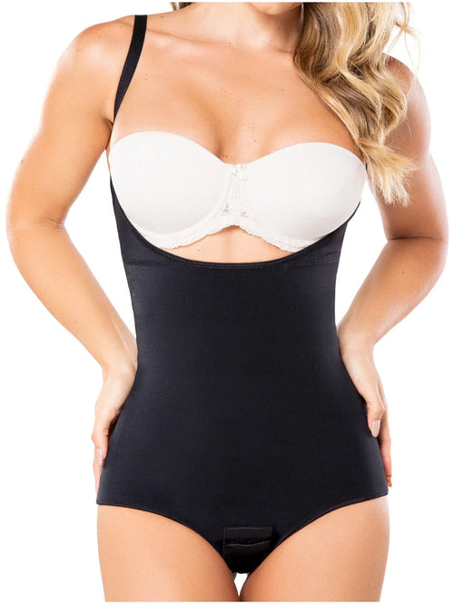 Diane & Geordi 002374 | Women's Seamless Thong Bodysuit Slimming Faja • Strapless Tummy Control Shapewear • Latex