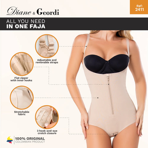 Diane & Geordi 2411 | Women's Tummy Control Butt Lifting Bodysuit • Postpartum Colombian Girdle • Powernet