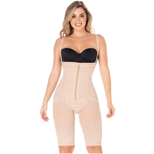 Diane & Geordi 2414 | Postpartum Butt Lifter Tummy Control Capri Shapewear • Open Bust Knee Length Body Shaper for Women • Powernet