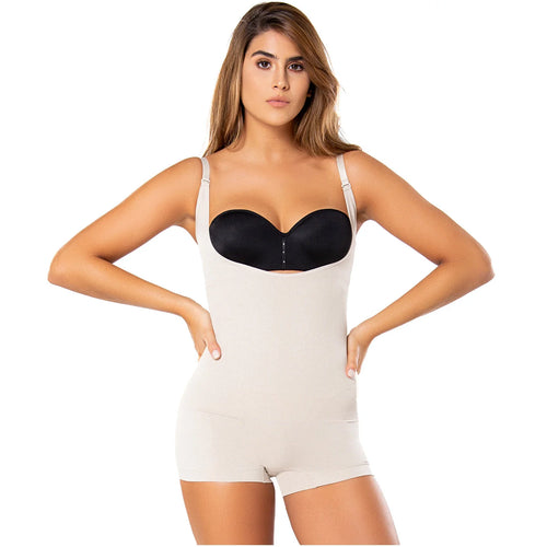 Diane & Geordi DJ10L4 | Open Bust Shorts Shapewear Bodysuit for Women • Daily Use Tummy Control Body Shaper • Powernet