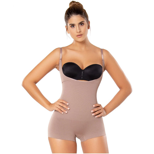 Diane & Geordi DJ10L4 | Open Bust Shorts Shapewear Bodysuit for Women • Daily Use Tummy Control Body Shaper • Powernet