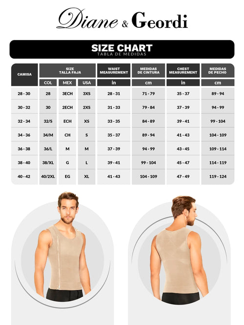 Diane & Geordi 3301 | Men's Upper Body Shaper Tank Top • Fajas Colombianas para Hombres