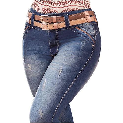 DRAXY 1474 | Jeans Colombianos Butt Lifter • High-Waisted Denims with Belt