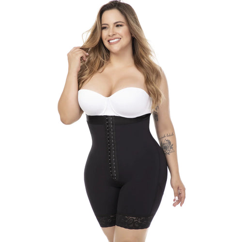 MARIAE TPD0530 | Faja Colombiana Tipo Short Semi Reloj de Arena Moldeador de Alta Compresión, Levanta Cola, Cintura Alta y Broches Frontales Ajustables • FC304