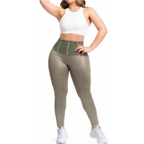 FLEXMEE 946705 | High Waisted Leggings With Tummy Control Activewear Sports Womens • Shape Line