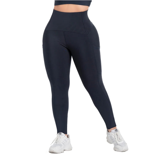 FLEXMEE 946764 | Sports High Waisted Leggings with Pockets Tummy Control Activewear Sportswear • Comfort Line