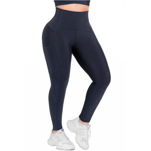 FLEXMEE 946764 | Sports High Waisted Leggings with Pockets Tummy Control Activewear Sportswear • Comfort Line