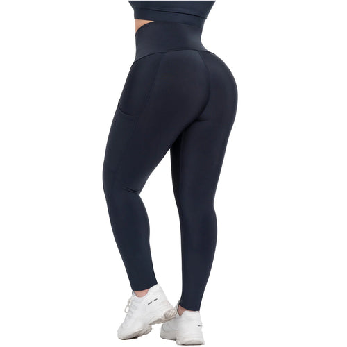 FLEXMEE 946764 | Sports High Waisted Leggings with Pockets Tummy Control Activewear Sportswear • Comfort Line