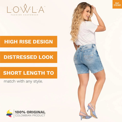 LOWLA 232361 | High Rise Butt Lifter Shorts Denim Distressed Jeans for Women