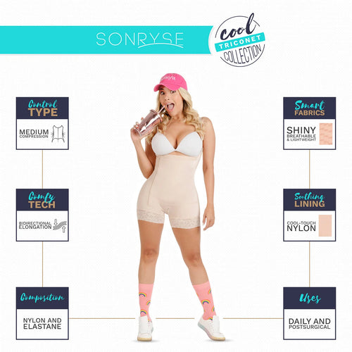 SONRYSE TR103 | Colombian Shapewear  Bodysuit with Bra • Post Surgery Body Shapers with Sleeves • Stage 1 Faja  • Triconet