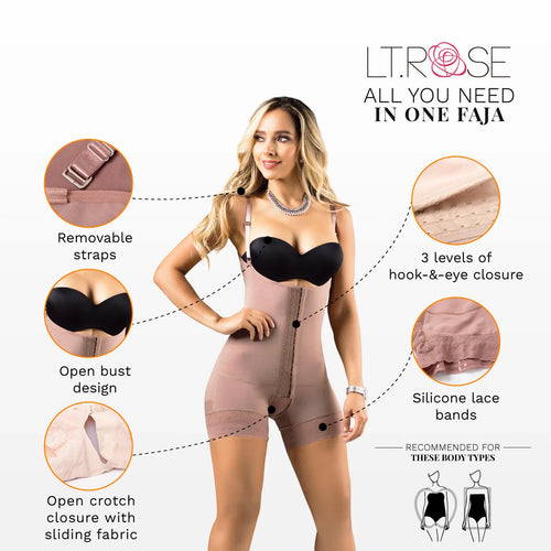 LATY ROSE 21113 | Open Bust Mid Thighs Butt-Lifting Girdle with Adjustable Straps • Everyday Use