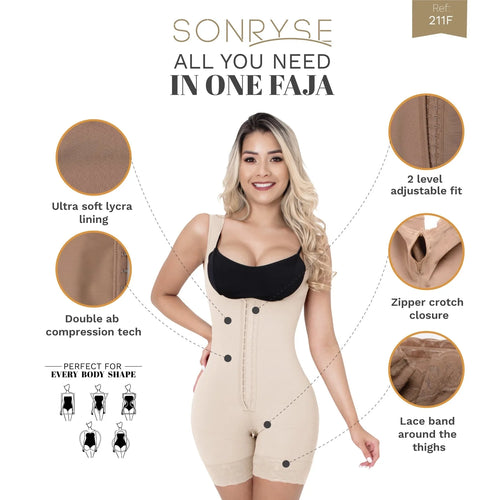 SONRYSE 211BF | Butt Lifter Colombian Bodysuit Shapewear • Postpartum and Everyday Use • Powernet