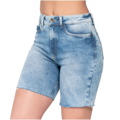 LOWLA 232361 | High Rise Butt Lifter Shorts Denim Distressed Jeans for Women