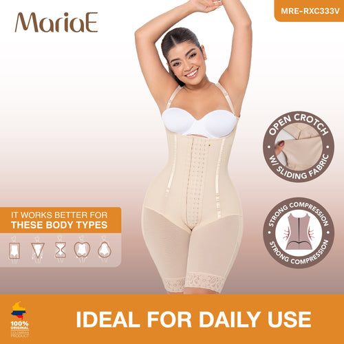 MARIAE RXC333V | Reloj de Arena • Faja Colombiana Reductora y Moldeadora de Uso Diario Tipo Body de Alta Compresión con Varillas Elásticas Internas • RA002