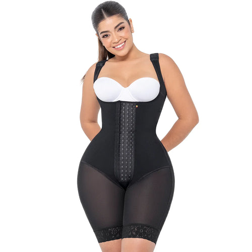 MARIAE RXC5330 | Reloj de Arena • Faja Colombiana Reductora y Moldeadora de Uso Diario Tipo Body con Pierna hasta el Medio Muslo y Escote Abierto • RA005