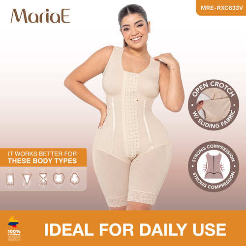 MARIAE RXC633V | Reloj de Arena • Faja Colombiana Moldeadora con Control de Abdomen de Uso Diario Tipo Body Media Pierna con Sujetador Integrado • RA001