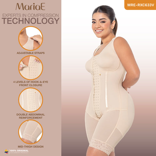 MARIAE RXC633V | Reloj de Arena • Faja Colombiana Moldeadora con Control de Abdomen de Uso Diario Tipo Body Media Pierna con Sujetador Integrado • RA001