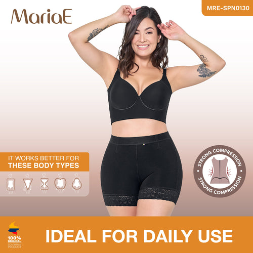 MARIAE SPN0130 | Faja Colombiana Tipo Short Moldeador de Alta Compresión con Cintura Alta y Levanta Cola en Powernet • FU101