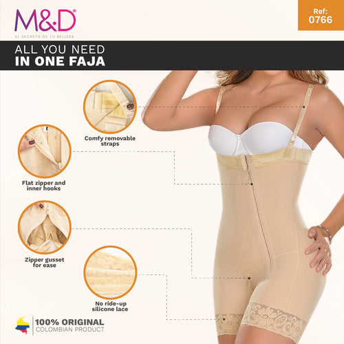 MYD 0766 | Mid Thigh Strapless Body Shaper for Women • Powernet