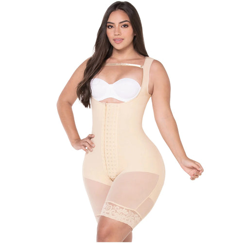 MYD 0485 | Fajas Colombianas Post Surgery Mid Thigh Shapewear Bodysuit for Guitar and Hourglass Body Types