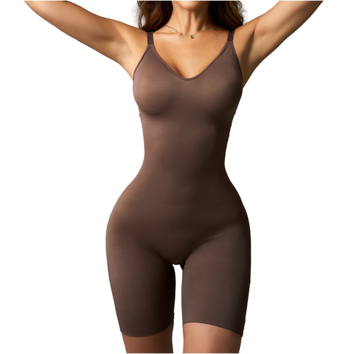 Fajas Salomé 01L3 | Body Invisible de Microfibra Faja Enteriza Seamless con Pierna Media y Control Suave