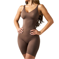 Fajas Salomé 01L3 | Body Invisible de Microfibra Faja Enteriza Seamless con Pierna Media y Control Suave