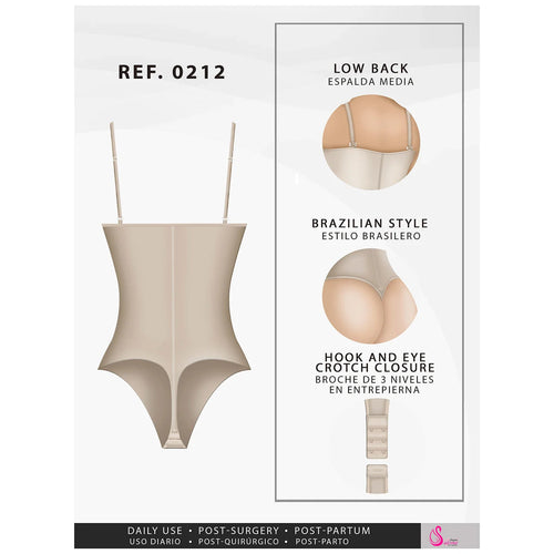 Fajas Salome 0212 | Strapless Thong Body Shaper •  Everyday Use Tummy Control Shapewear Girdle for Dress