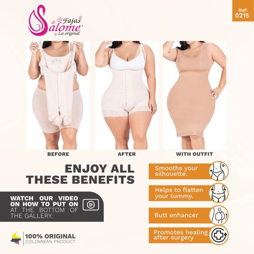 Fajas Salome 0215 | Postpartum Body Shaper after Pregnancy Girdle •  Daily Use Strapless Butt Lifter Shapewear for Dress