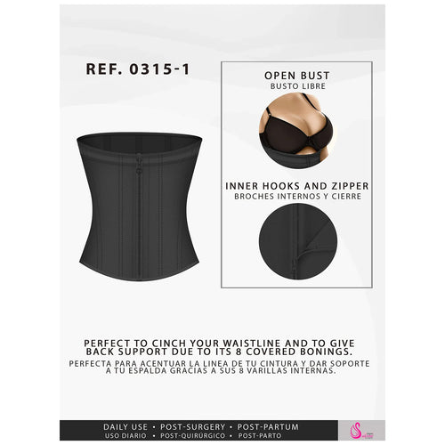 Fajas Salome 0315-1 | Waist Cincher Trainer for Women •  Colombian Body Shaper for Daily Use • Powernet