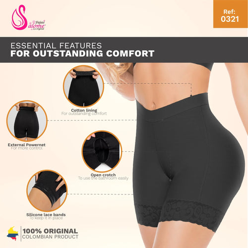 Fajas Salome 0321 | High Waist Compression Slimmer Butt Lifter Shapewear Shorts • Powernet