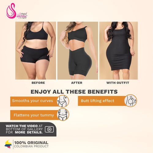 Fajas Salome 0321 | High Waist Compression Slimmer Butt Lifter Shapewear Shorts • Powernet