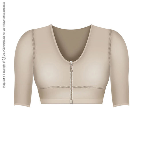 Fajas Salome 0328 | Surgical Breast Augmentation Bra with Sleeves •  Liposuction Arm Shaper Postsurgical Girdle for Women • Powernet