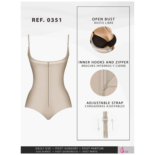 Fajas Salome 0351 | Open Bust Thong Tummy Control Shapewear for Women • Powernet