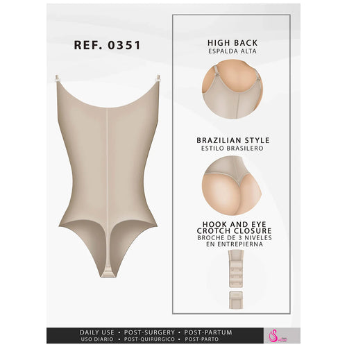 Fajas Salome 0351 | Open Bust Thong Tummy Control Shapewear for Women • Powernet